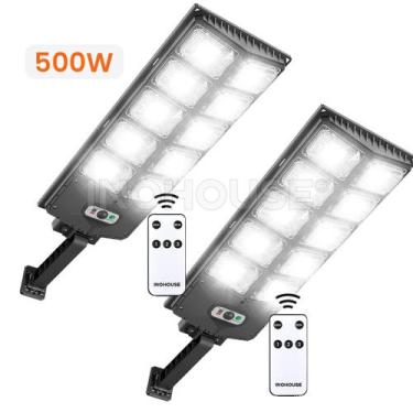 Imagem de Kit 2 Luminária Solar Refletor 500w Poste Controle Ip65 - INOHOUSE