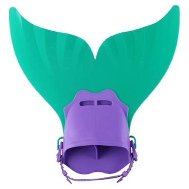Imagem de menolana Nadadeiras de natação Mermaid Swim confortáveis ​​e ajustáveis ​​para equipamentos e crianças, meninas e meninos iniciantes, Verde