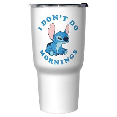 Imagem de Disney Caneca de viagem isolada de aço inoxidável Stitch Mornings 765 g, 800 ml, multicolorida