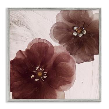 Imagem de Stupell Industries Par de flores de manteiga de cacau cinza emoldurado por Annabelle Hall, 43 x 43 cm