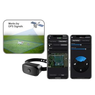 Imagem de YHpet GF02 Plus atualizado – Cerca GPS personalizável para cães com treinamento remoto, sem necessidade de assinatura, configure o limite em 1 minuto com aplicativo, sistema de coleira de cachorro GPS