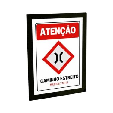 Imagem de Quadro Decorativo Religioso Aviso Caminho Estreito Matheus 7:13 Poster Quarto Sala