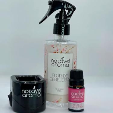 Imagem de Kit Home Spray Aromatizador Difusor Eletrico Essencia Concentrada 10ml (PRETO, FLOR DE CEREJEIRA)