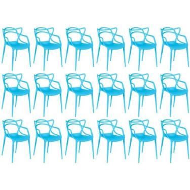 Imagem de Kit 18 Cadeiras de Jantar Allegra Design Empilhável - Azul - Magazine 