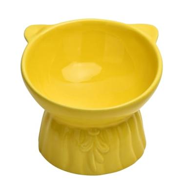 Imagem de Tigela elevada para comida de gato, tigela de água inclinada e levantada de cerâmica de 227 g, antivômito e protege animais de estimação, pratos para gatos gordos, gatos internos, gatinhos, cães