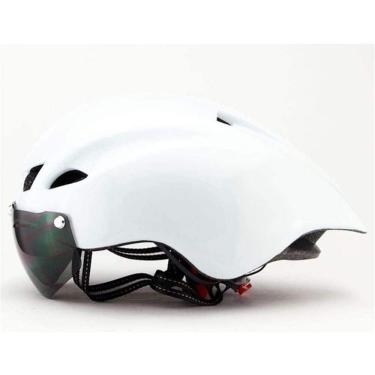 Imagem de Tamanho Ajustável Capacete De Ciclismo Mountain Bike óculos De Proteção De Bicicleta Capacete De Bicicleta De Montanha Capacete Bicicleta Pneumática Bicicleta, Bright white, One Size