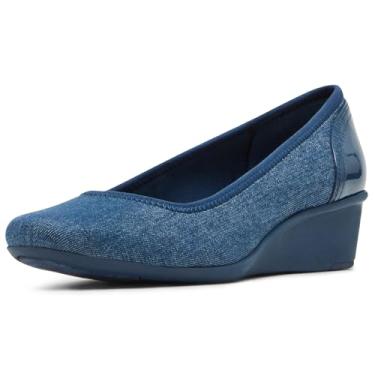 Imagem de Anne Klein Sapato feminino Wisher Wedge Pump, Jeans escuro, 37