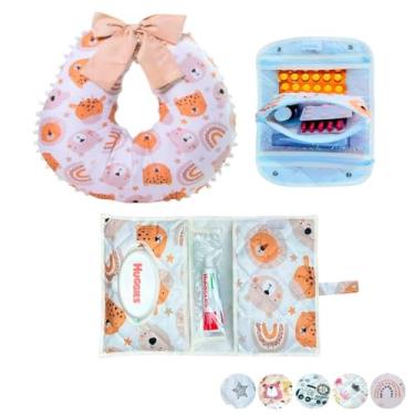 Imagem de Necessaire Porta Remédios Portátil + Porta Fraldas, lenço Umedecido e Pomada + Almofada Amamentação Para Bebê(COALA)