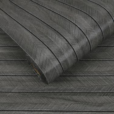 Imagem de VEELIKE Painéis de parede de madeira de espinha de peixe carvão descasque e cole painel de parede moderno de ripas de madeira rolo de vinil 43 cm x 395 cm papel de parede autoadesivo para paredes de