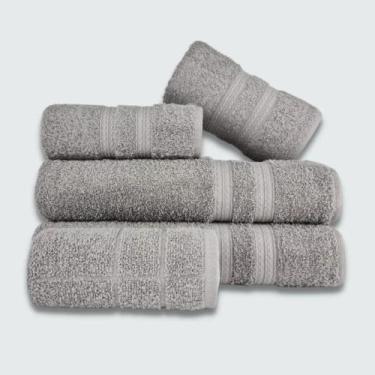 Imagem de Jogo De Toalha 5 Ps Gigante Felpuda Itlia Soft 100% Algodo Cinza - Toa