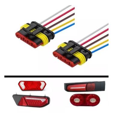 Imagem de 2 Chicote Conector Lanterna Randon Guerra Librelato 5 Vias