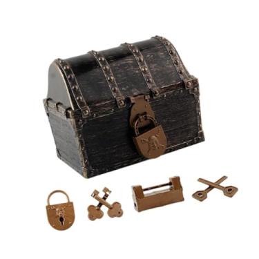 Imagem de YIJU do Pirata Brinquedo Pirata Decoração Decorativa com Cadeado e Chave Caixa de Joias Caixa de para Brincar ao Ar Livre Aniversário, Cobre