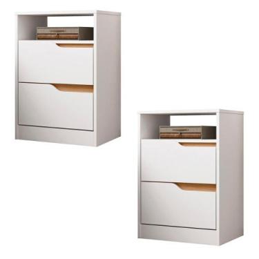 Imagem de Kit 2 Mesas de Cabeceira Sole com 2 Gavetas e Nicho - Loja DoceLar, Br