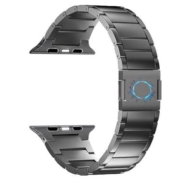 Imagem de MaKTech Pulseira de Titânio para Apple Watch-Bracelete de Metal com Fecho Magnético,para iWatch Series 11/10/9/8/7,Ultra 3/2/1,SE 3/2/1 [2025](46mm/45mm/44mm/49mm,Preta)