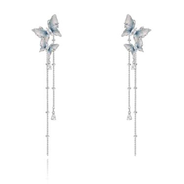 Imagem de Brincos de franja longa temperamento brincos elegantes com pingente de franja, brincos femininos de franja, brincos longos modernos, joias femininas, 3.23 inches (82mm) ×0.71 inches (18mm), Latão, Sem