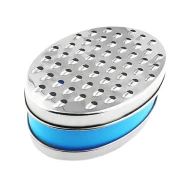 Imagem de IEUDNS Ralador de queijo com recipiente, ralador de queijo, de vegetais e frutas em aço inoxidável para noz-moscada, cítricos, batata, vegetais e limão, Azul