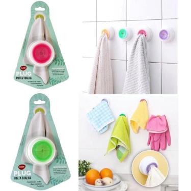 Imagem de Kit Com 2 Cabide/Porta Toalha De Rosto Autoadesivo Colors - Clink