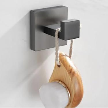 Imagem de Toalheiro de aço inoxidável cinza 304, porta-escova de papel higiênico, dispensador de sabão, gancho para toalha, conjunto de acessórios para banheiro (gancho para roupão GG)