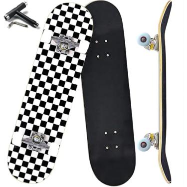 Imagem de Sumeber Skates padrão para iniciantes, crianças, meninos, meninas, jovens, adultos, iniciantes, pranchas, skate completo, 79 cm x 20 cm, skate de madeira de bordo (tabuleiro de damas)
