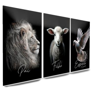 Imagem de Kit 3 Quadro Decorativo Sala Quarto Leão Águia Lobo Motivacional Disciplina Foco Execução (12)