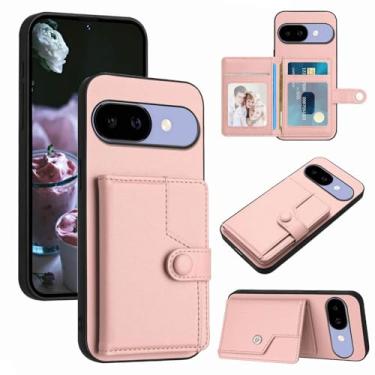 Imagem de Moment Dextrad Suporte de cartão para Pixel 9a, carteira com 5 compartimentos múltiplos, bloqueio RFID, proteção de camada dupla de couro TPU interior, capa flip com suporte para Google Pixel 9a (ouro