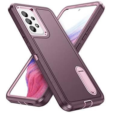 Imagem de IDweel Capa para Galaxy A53 5G com suporte embutido (2022), proteção resistente à prova de choque anti-arranhões slim fit capa dura para Samsung Galaxcy A53 5G 6,5 polegadas, roxo/rosa
