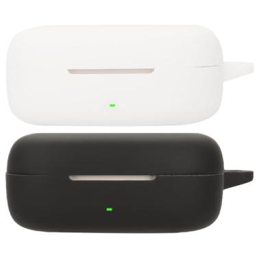 Imagem de Acddeny Capa de fone de ouvido compatível com Huawei Freearc, [suporta carregamento sem fio] [capa protetora à prova de choque] capa de silicone para fone de ouvido (preto-branco)
