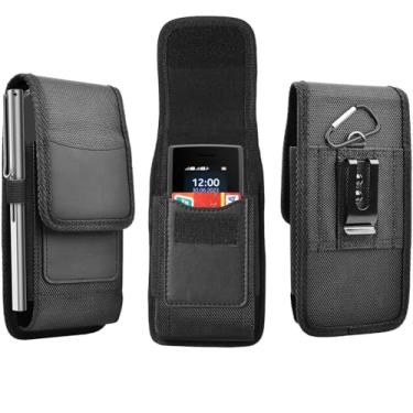 Imagem de Ranyi Capa para Nokia 105 110 225 / Nokia 6300 3210, Easyfone Prime A6 T6 / ArtFone C1+4G / BLU Z5 Tank Mini Feature Phone Case, Coldre carteira de couro vegano de proteção com clipe de cinto e