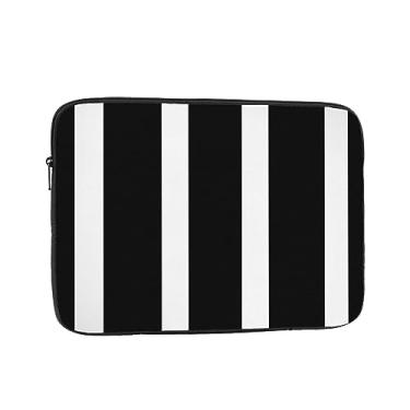 Imagem de Capa para laptop listrada preta e branca bolsa para laptop à prova de choque capa protetora para notebook 17 polegadas