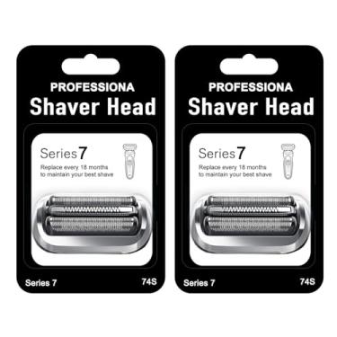 Imagem de Acessórios de cabeça de barbeador elétrico Series 7 74S compatível com cabeças de substituição para barbeador de lâmina Braun Série 8 7120s, 7125s, 7127cs, 7171cc, 7175cc, 7185cc e 7189cc (2 pacotes)