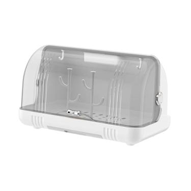 Imagem de Ｂｅｓｇａ Suporte para copos, escorredor de pratos e tigelas com tampa transparente, organizador prático para mesa, suporte para copos e garrafas, Branco