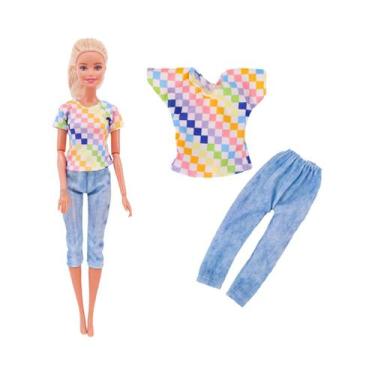 Imagem de Conjunto De Roupas De Boneca Barbie De 11,8 Polegadas, Camiseta, Jaque