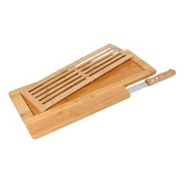 Imagem de Tabua Migalheira Para Pães Com Faca Em Bambu Ecokitchen Mimo Style