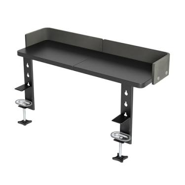 Imagem de Claiks Bandeja lateral de mesa de pé com braço de fixação e suporte de cotovelo dobrável, ajustável para uso no escritório e em casa - 56 cm de comprimento, cabe na área de trabalho de espessura de