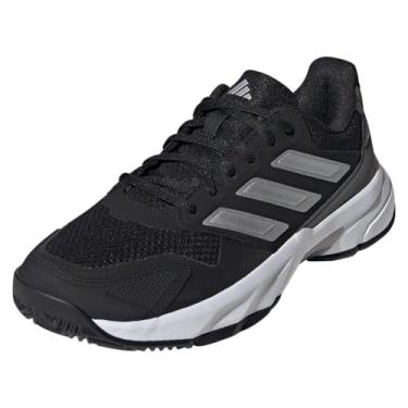Imagem de adidas Tênis feminino Courtjam Control 3, Preto/prata metálico/cinza, 34
