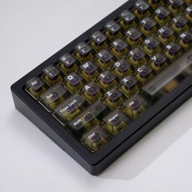 Imagem de Conjunto de 122 teclas foscas transparentes com perfil cereja vermelho para 60% 65% 75% teclado mecânico Cherry Mx Switches (preto acinzentado)
