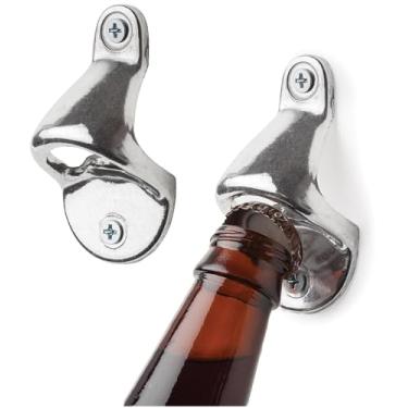Imagem de HIC Kitchen Abridor de garrafas de bar montado na parede, para garrafas de refrigerante, sucos, cerveja e vinho, conjunto de 2