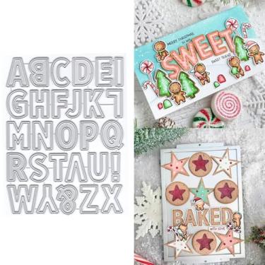 Imagem de XMZZMX 26 matrizes de corte de metal A a Z letras maiúsculas em inglês para fazer cartões, kit de moldes de corte de papel em relevo, suprimentos, conjuntos de estênceis de álbum de recortes de fotos