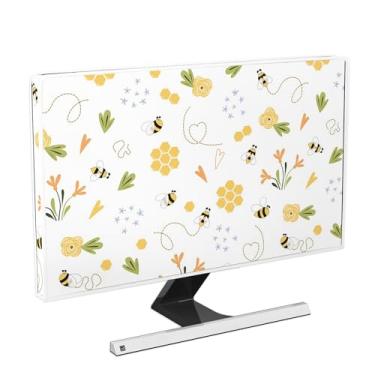 Imagem de Baocicco Capa impermeável para monitor de computador Bee 22, 23, 24, 25 polegadas primavera verão flores de mel painel botânico capa antiestática resistente à água para monitor proteção contra poeira