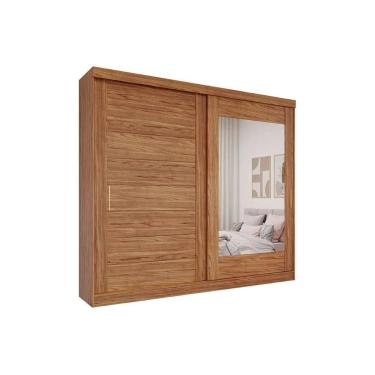 Imagem de Guarda Roupa 2 Portas de Correr (1 c/ Espelho) e 8 Gavetas Florença Cinamomo - Panan