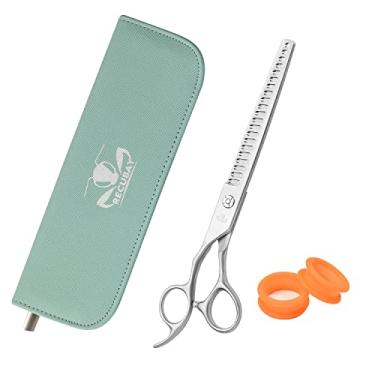Imagem de Recubay Tesoura de tosa para cães de luxo fosca para canhotos ótima tesoura de tosa para todas as raças, design para tosador profissional. (liquidificador 21T esquerdo)
