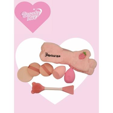 Imagem de Kit Skin Care limpeza facial 7 peças maquiagem faixa esponja para maquiar mulher dia das mães presente