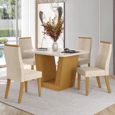 Imagem de Mesa de Jantar 4 Lugares Viena Luna com Vidro Natural/Bege - Art Panta