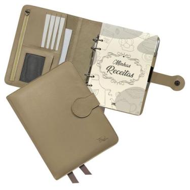 Imagem de Agenda Minhas Receitas Couro 168-R Personalizada Raffai Couros, Nude