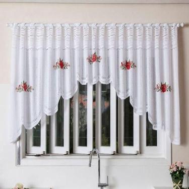 Imagem de Cortina Bando Renda Cascata Branca 3,00 M X 1,00 Alt Rosas - Interlar