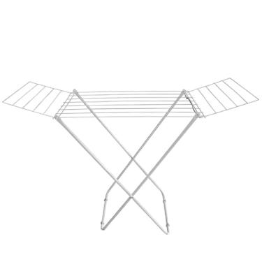 Imagem de Varal de Chão Dobrável, Alumínio e Aço Revestido de Epoxi, Branco, Retrátil, Resistente à Ferrugem, para Apartamento