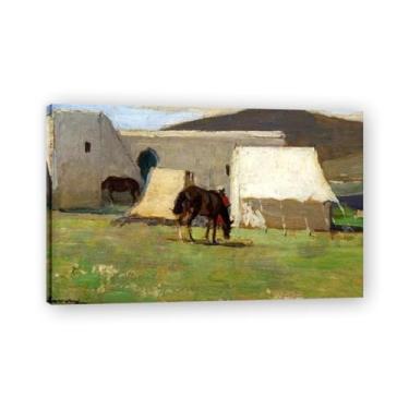 Imagem de Lembrança do Marrocos John Lavery Classic Realist Portrait & War Scene Canvas Art – Decoração de parede de arte irlandesa para casa 20 x 32 cm emoldurada