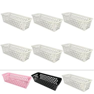 Imagem de Cesto Organizador Kit 6 Pc Para Lavanderia, Cozinha, Quarto, Banheiro, Sala, Escritório, Resistente (Branco)