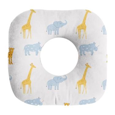 Imagem de DimyFew Travesseiro para piercing de orelha, almofada ergonômica lavável para dormir lateral, protetor auricular para quarto, Girafa