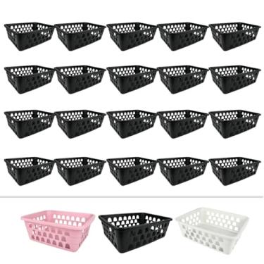 Imagem de Kit 20 Cestos Organizadores 16x12x6cm Ideal P/Org. Lavanderia Cozinha Quarto Banheiro Escritório (Preto)